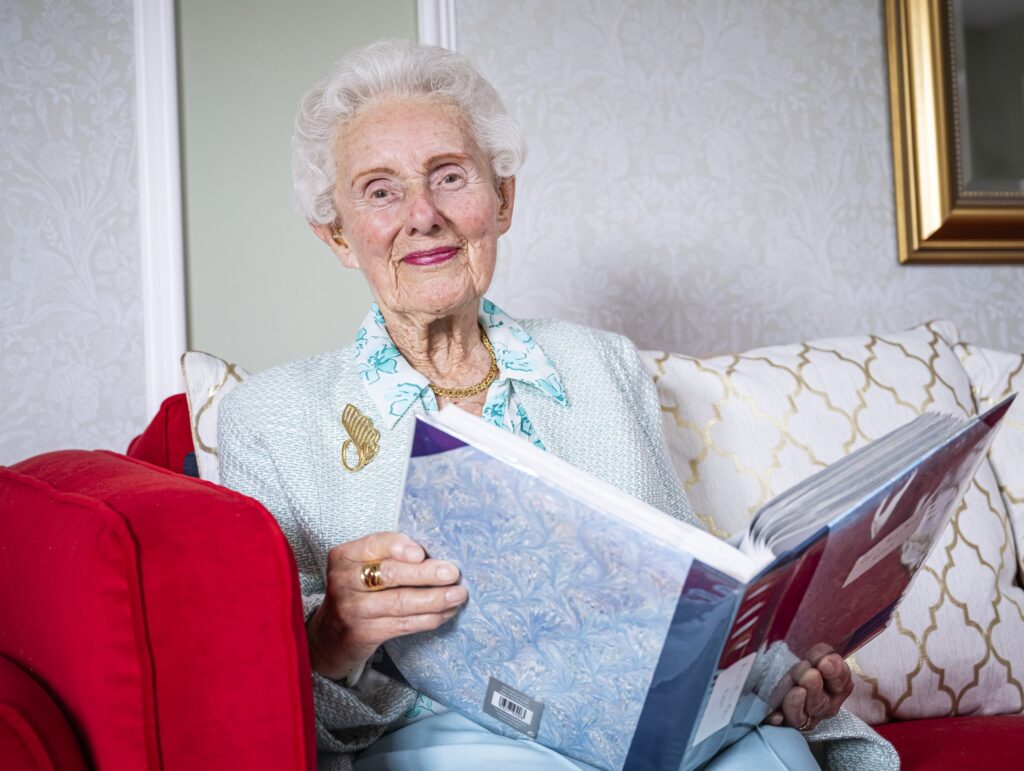 A 92-year-old care home resident reveals she typed the script for Dr No, helped launch Fred Perry’s fashion line and once served tea to stars like Sean Connery and Elizabeth Taylor.