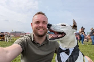 Rescue dog Moose becomes pub-loving TikTok star after overcoming behavioral struggles - now the Lurcher-Staffy mix can’t pass a local without heading to the bar.