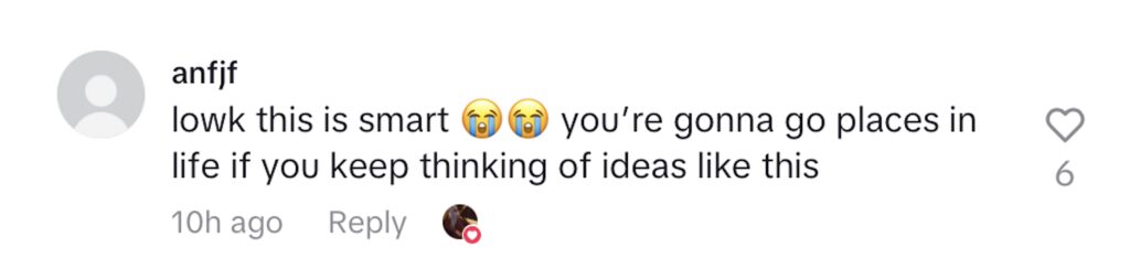 Social media comment on the post of A teen dog owner went viral with a genius nail-trimming hack - smearing peanut butter on cling film wrapped around her head to keep her pug calm while clipping her claws.