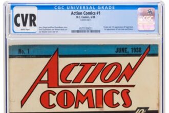 Superman’s 1938 Action Comics No. 1 cover just sold for £320,000 at auction, setting a record as the most expensive loose comic cover ever sold.