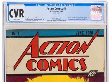 Superman’s 1938 Action Comics No. 1 cover just sold for £320,000 at auction, setting a record as the most expensive loose comic cover ever sold.