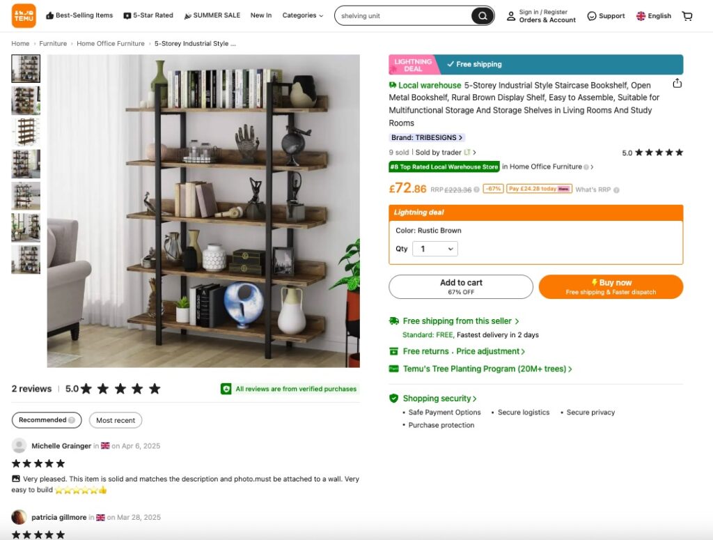 A mum was left laughing after receiving a flat tin sign of a bookshelf from Temu instead of real furniture, learning the hard way to always read product descriptions.