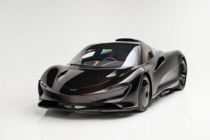 A rare 2020 McLaren Speedtail with just 71 miles, violet finish, £81k roof scoop and 250mph top speed is up for auction at £1.45m through RM Sotheby's.