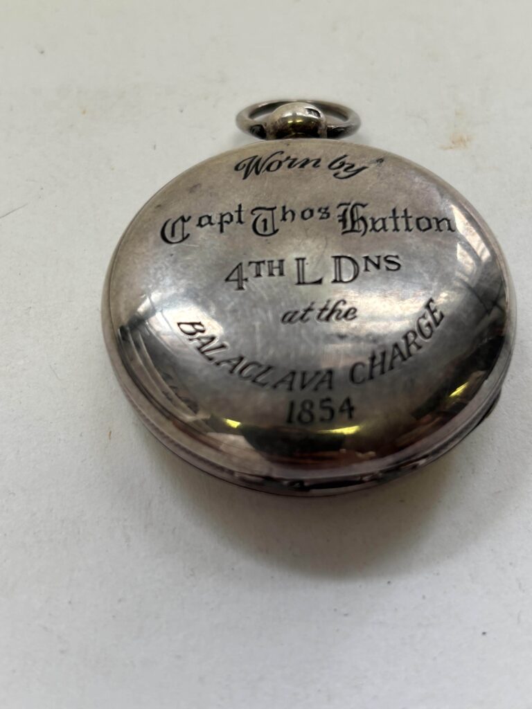 A pocket watch worn during the Charge of the Light Brigade by Captain Thomas Hatton sold for £6,875, captivating bidders with its heroic Crimean War history.