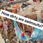 A microbiologist found bacteria on swimsuit hygiene stickers, revealing why you should always try swimwear on over clothes and wash it before wearing on skin.