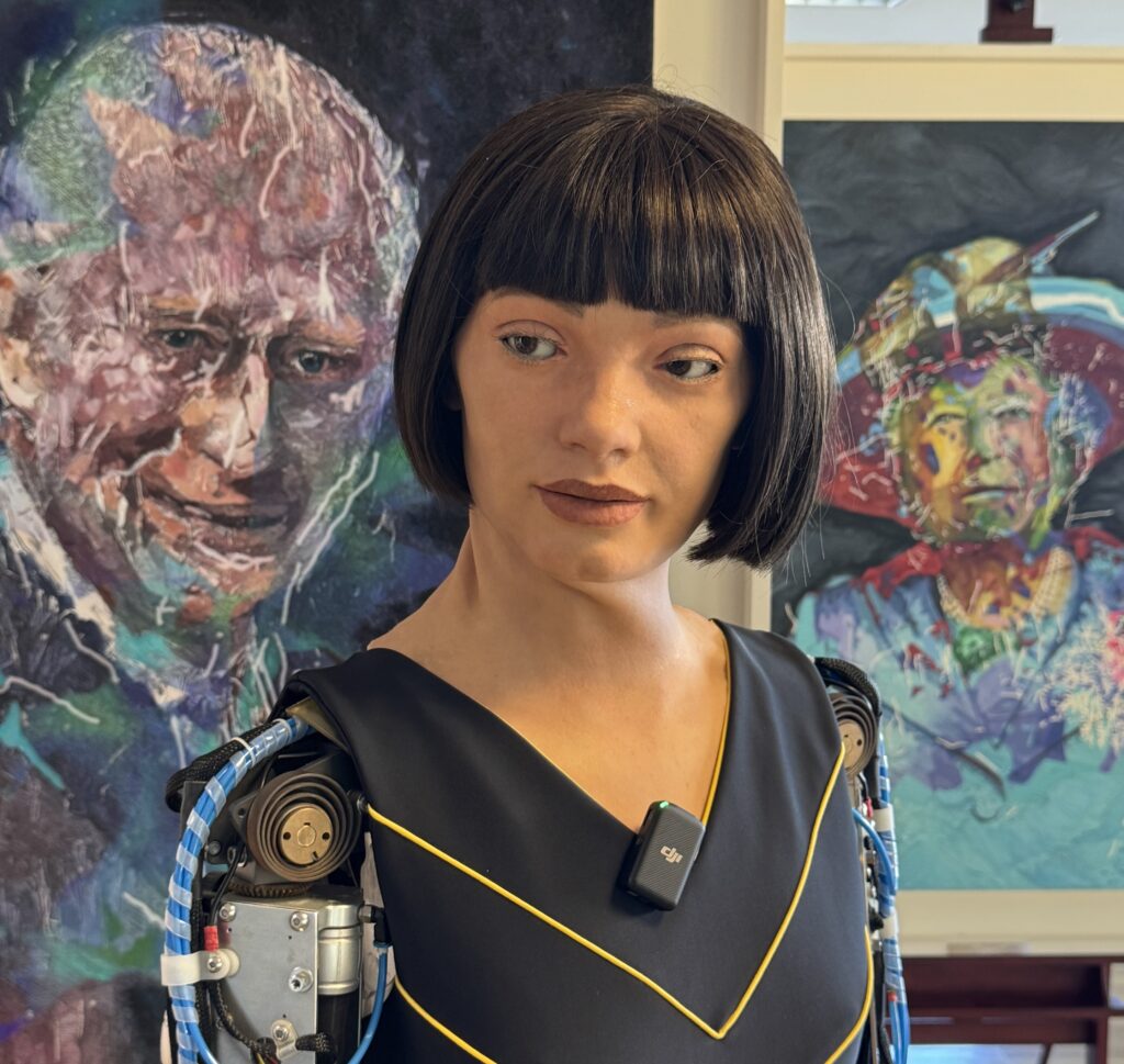 World’s first ultra-realistic robot Ai-Da paints King Charles portrait – unveiled at UN summit in Geneva, sparking global discussion on AI’s role in art and culture.