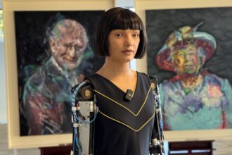 World’s first ultra-realistic robot Ai-Da paints King Charles portrait – unveiled at UN summit in Geneva, sparking global discussion on AI’s role in art and culture.