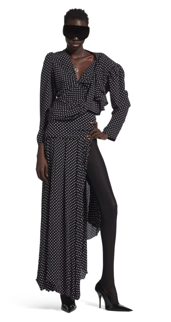 Balenciaga faces ridicule for its £2,250 polka dot skirt from the Winter 25 Collection, mocked for looking like it’s tucked into knickers after a toilet mishap.