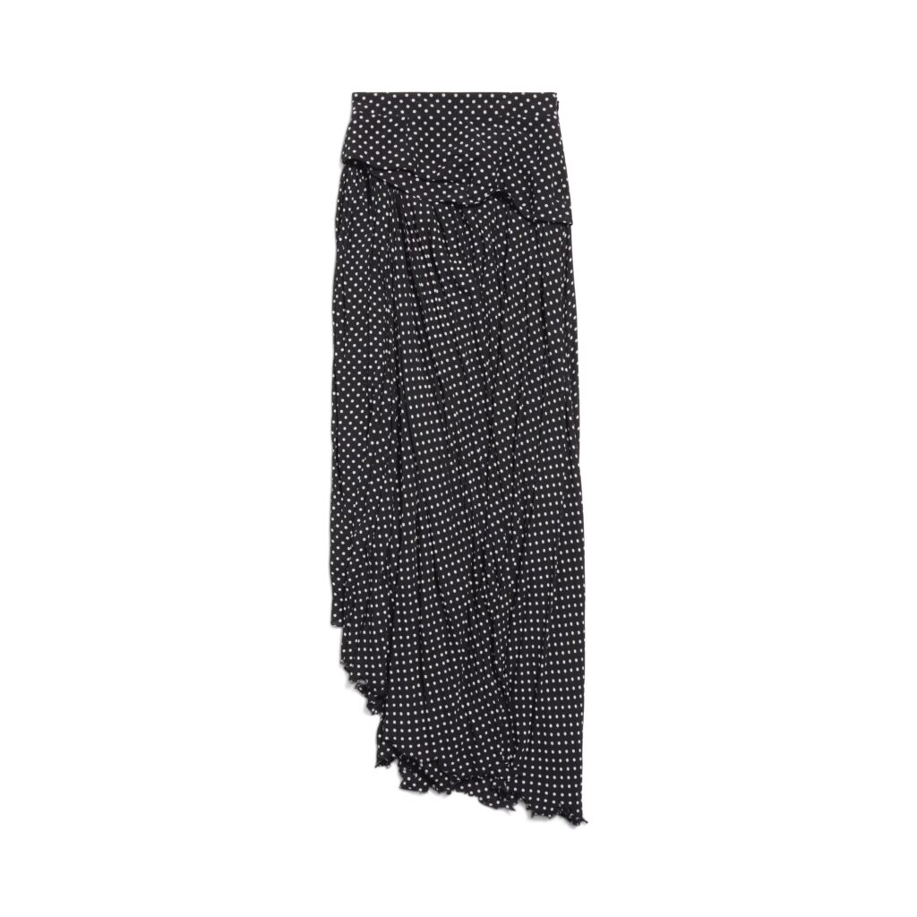 Balenciaga faces ridicule for its £2,250 polka dot skirt from the Winter 25 Collection, mocked for looking like it’s tucked into knickers after a toilet mishap.