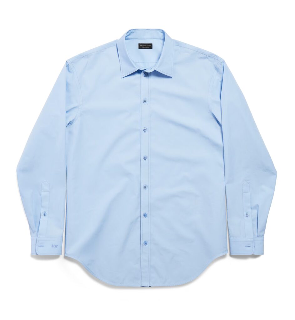 Balenciaga’s £595 plain work shirt sparks debate as it costs 27 times more than a £22 Next version and can’t be washed, raising eyebrows over fashion and practicality.