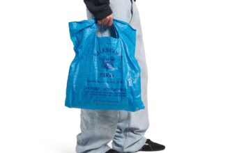 Balenciaga’s £775 Marché Packable Tote mimics a worn supermarket bag with crinkles, Paris store details and Italian craftsmanship, sparking debate over luxury pricing.