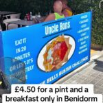 A Brit known for his Benidorm antics has praised Uncle Ron’s for offering a full English breakfast and pint for just £4.50 calling it one of the best deals in the hotspot.