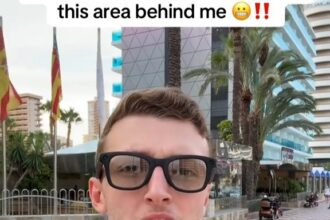 A Brit in Benidorm warns tourists of pickpockets near the Old Town between the Helios and Venus hotels urging vigilance to avoid theft in this busy party city hotspot.