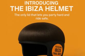 Halfords drops a hilarious fake 'Ibiza Final Boss helmet' inspired by viral star Jack Kay's haircut, blending style, sun protection, and social media gold.