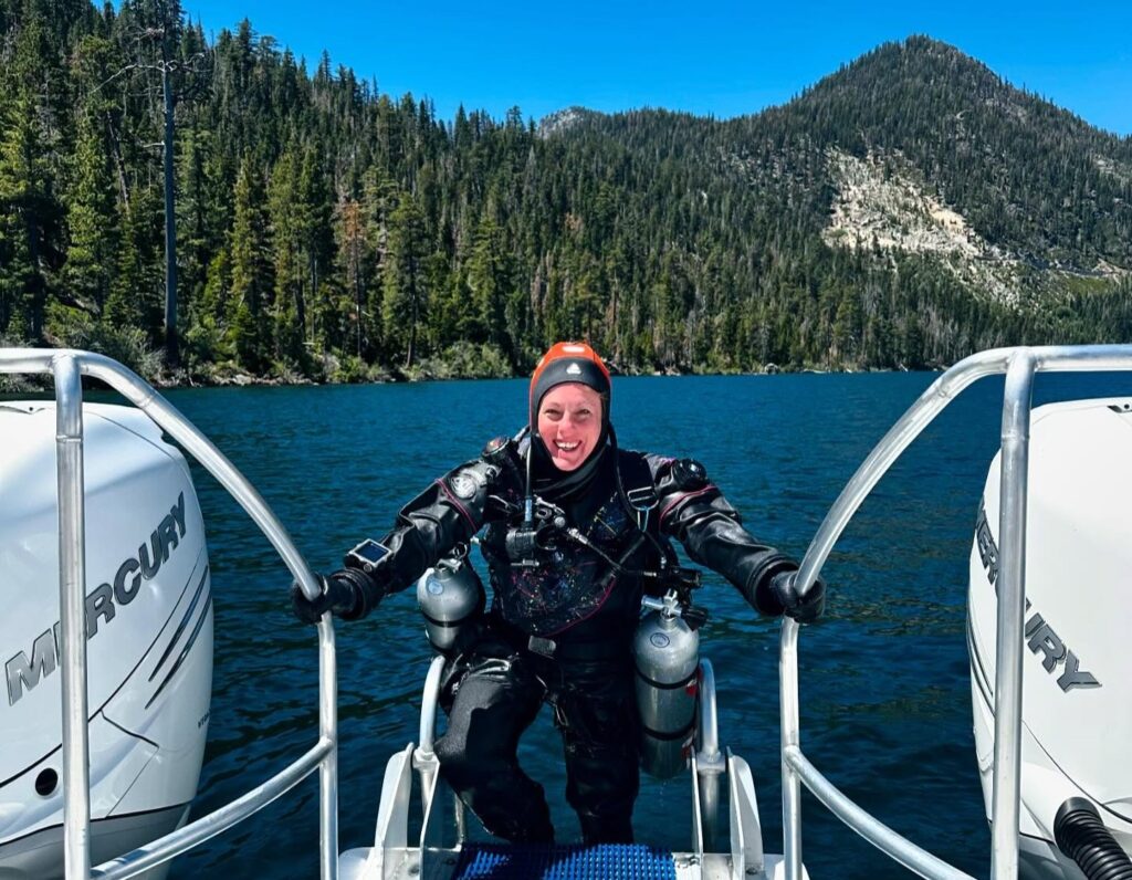 Scuba diver spots real life Mr Krabs in Lake Tahoe as a crab wearing a plumose anemone like a chef’s hat goes viral with millions of views and hilarious SpongeBob jokes.