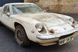 A 1975 Lotus Europa Special found hidden in a barn for 35 years is set to fetch up to £8,000. The dusty classic has just 67,644 miles and needs recommissioning.