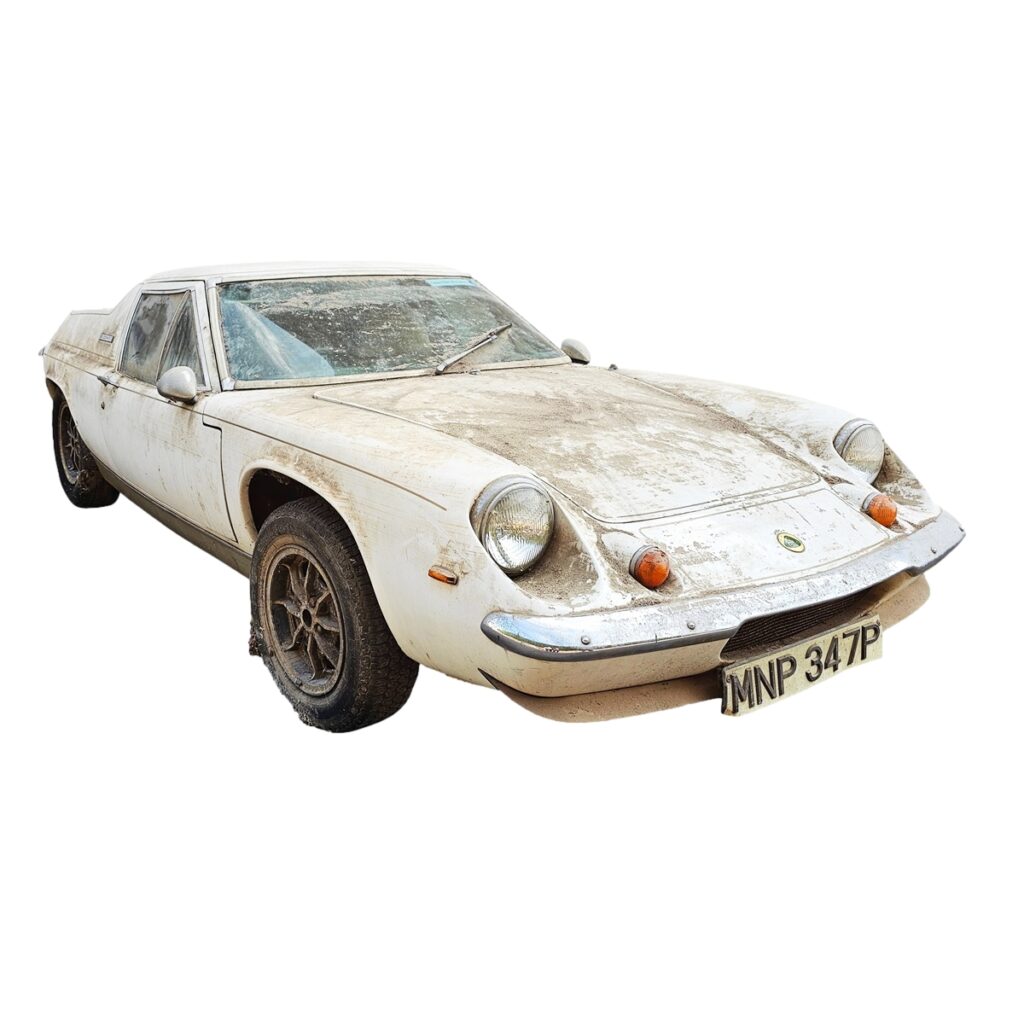 A 1975 Lotus Europa Special found hidden in a barn for 35 years is set to fetch up to £8,000. The dusty classic has just 67,644 miles and needs recommissioning.