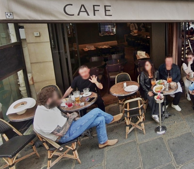 Fans spot what looks like Post Malone on Google Maps outside Paris restaurant as Street View snap leaves social media users in stitches over bizarre celebrity lookalike find.