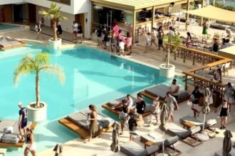 Guests sprint for poolside loungers in daily 9am dash at £336-a-night Akasha Beach Hotel in Crete as viral footage compares chaotic sunbed race to The Hunger Games.