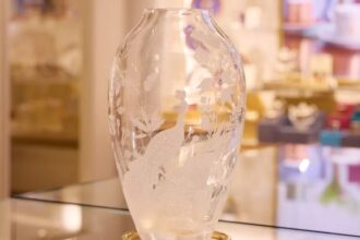 King Charles has launched a £4,000 limited edition crystal vase as a luxury wedding gift, inspired by Buckingham Palace wallpaper with only 10 pieces available worldwide.