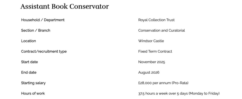 King Charles seeks royal librarian to care for 220,000 books at Windsor Castle with £28k salary as job ad calls for skilled conservator to preserve historic collection.