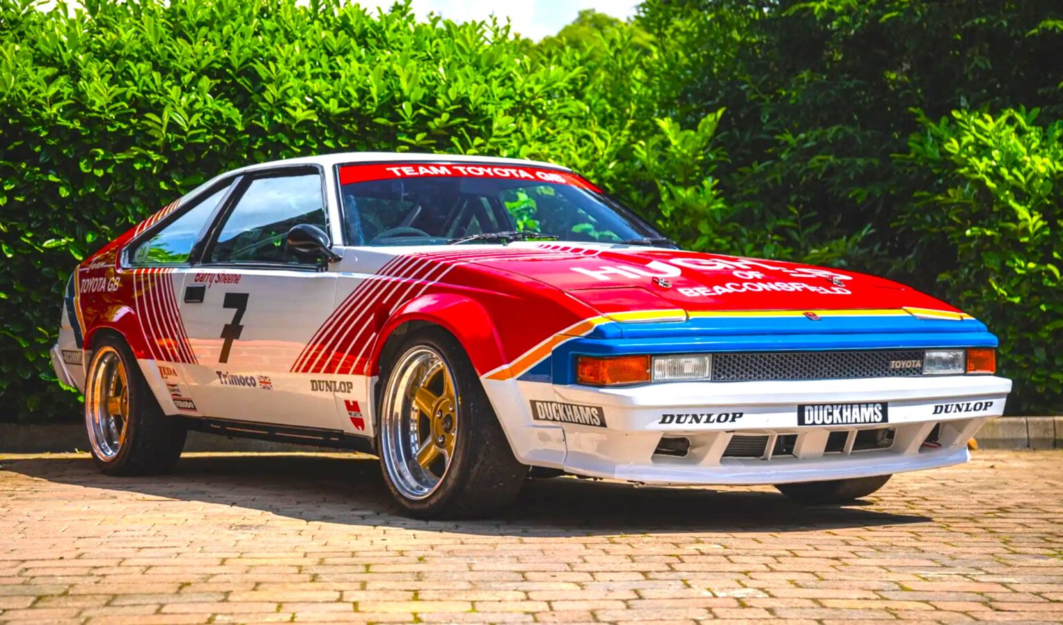 Barry Sheene’s 1985 Toyota Supra, raced in the British Saloon Car Championship and bearing his lucky number 7, is up for auction at £80,000 in Silverstone this August.