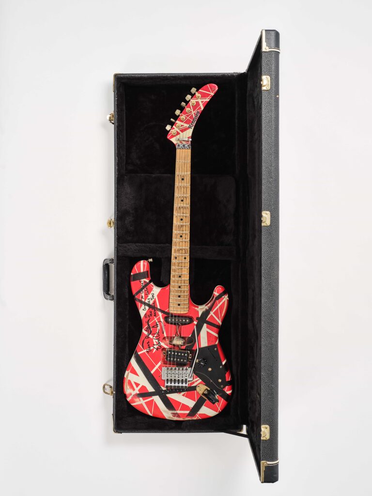 Eddie Van Halen’s iconic tour guitar from 1982-83, later owned by Mötley Crüe’s Mick Mars, is set to fetch £2.2m at Sotheby’s in its first public appearance in 40 years.