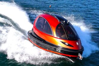 The Jet Capsule by Lazzarini Design Studios is a futuristic luxury pod boat starting at £271k, offering custom interiors, zero-emissions cruising and sleek space-age design.