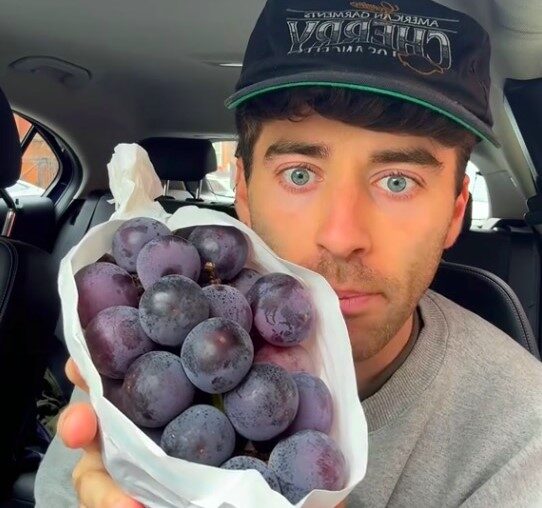 Man spends £75 on luxury grapes from Harrods and shares emotional TikTok review as the fruit surprises him with blueberry like taste and goes viral with millions of views.