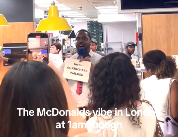A McDonald’s worker wowed late-night customers at Liverpool Street Station by belting out Robbie Williams’ Angels while calling orders - sparking singalongs and cheers.