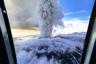 A volcano in Russia’s Kronotsky Nature Reserve erupted for the first time in 500 years, stunning tourists and guide Artem Sheldovitsky who captured the event from a helicopter.