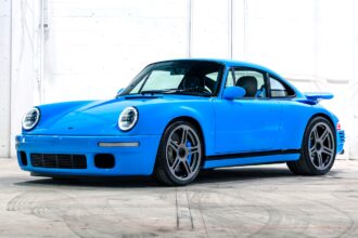 A rare 2021 RUF CTR Anniversary based on the Porsche 911 with 710bhp 224mph top speed and unique Riviera Blue spec is for sale in Monterey for £2.5m with only 200 miles.