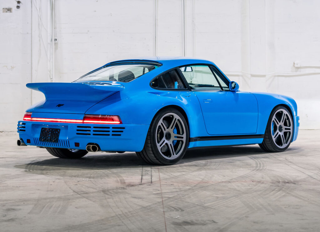 A rare 2021 RUF CTR Anniversary based on the Porsche 911 with 710bhp 224mph top speed and unique Riviera Blue spec is for sale in Monterey for £2.5m with only 200 miles.