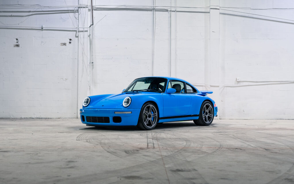 A rare 2021 RUF CTR Anniversary based on the Porsche 911 with 710bhp 224mph top speed and unique Riviera Blue spec is for sale in Monterey for £2.5m with only 200 miles.