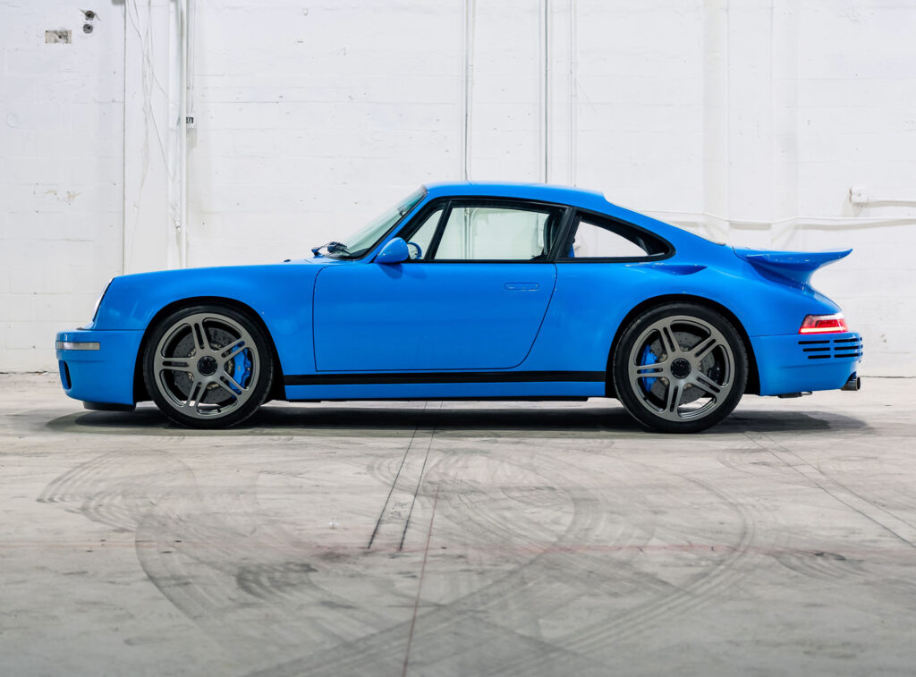 A rare 2021 RUF CTR Anniversary based on the Porsche 911 with 710bhp 224mph top speed and unique Riviera Blue spec is for sale in Monterey for £2.5m with only 200 miles.