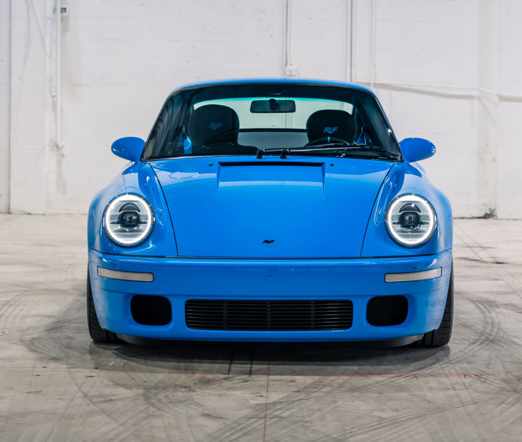 A rare 2021 RUF CTR Anniversary based on the Porsche 911 with 710bhp 224mph top speed and unique Riviera Blue spec is for sale in Monterey for £2.5m with only 200 miles.