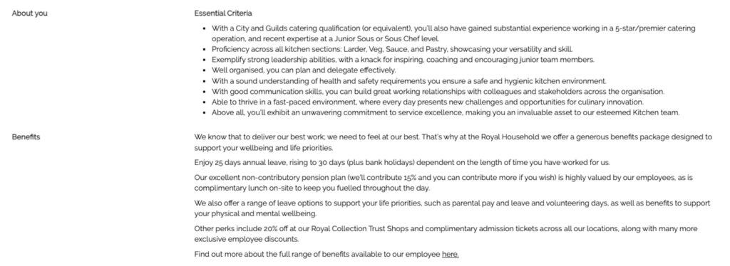 Buckingham Palace is hiring a sous chef to cook King Charles' favorite dishes like cheesy baked eggs and pheasant pie at royal events and residences.