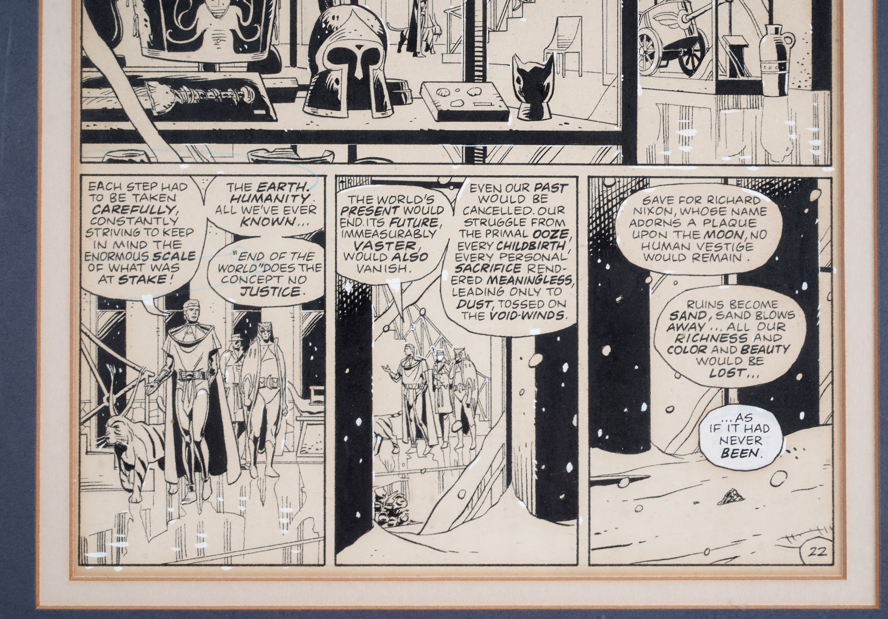 A rare Watchmen comic page by artist Dave Gibbons has sold for £20,800, over ten times its estimate, proving the iconic series still holds huge power with collectors.