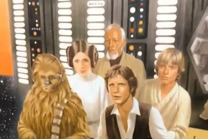 A 57 year old Star Wars superfan in Melbourne has torn down his childhood Jedi wallpaper from 1979 during renovations keeping a piece framed as a nostalgic tribute.