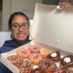 Woman bags £77 Dunkin’ Donuts feast for just £4.70 on Too Good To Go - stunned to receive 41 donuts and tubs of Munchkins weighing 1.5st, enough to feed her whole office.