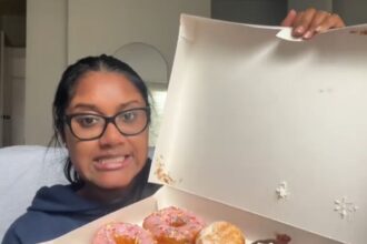 Woman bags £77 Dunkin’ Donuts feast for just £4.70 on Too Good To Go - stunned to receive 41 donuts and tubs of Munchkins weighing 1.5st, enough to feed her whole office.