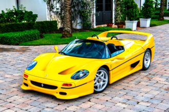 Rare Ferrari F50 once owned by Ralph Lauren sells for £6.8m in Monterey. One of only two in Giallo Modena for the US market, it remains in immaculate low mileage condition.