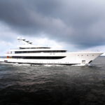 The £62m 72 metre superyacht Stella M offers ultra quiet cruising with low noise diesel electric propulsion six luxury cabins plunge pools and elegant five deck design.