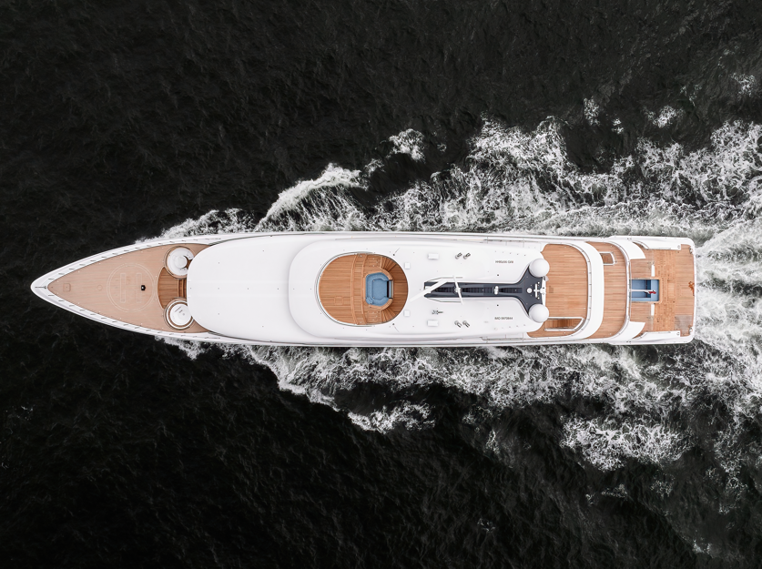 The £62m 72 metre superyacht Stella M offers ultra quiet cruising with low noise diesel electric propulsion six luxury cabins plunge pools and elegant five deck design.
