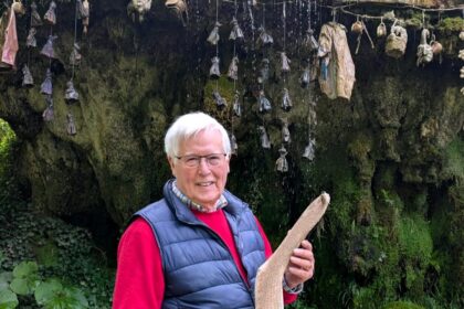 John Craven revisits Mother Shipton’s Cave to see his sock petrified after 20 years - now on display among celebrity items at the historic Knaresborough attraction.