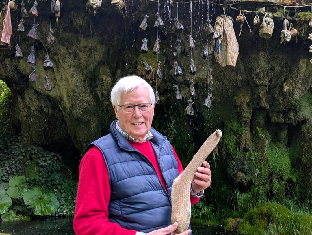 John Craven revisits Mother Shipton’s Cave to see his sock petrified after 20 years - now on display among celebrity items at the historic Knaresborough attraction.