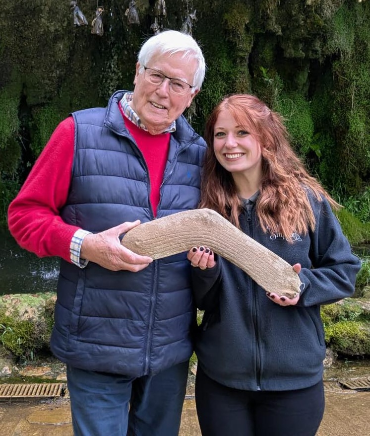 John Craven revisits Mother Shipton’s Cave to see his sock petrified after 20 years - now on display among celebrity items at the historic Knaresborough attraction.