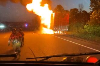 Vegan firefighter’s first day on the job sees her tackle 40,000lb ribeye steak blaze in Missouri - rookie Jenna Ulrich battled flames alongside her firefighter father.