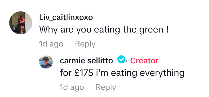 Social media comment on the post of TikTok star spends £175 on square watermelon and says it’s the juiciest and sweetest he’s ever tasted - viral review sparks debate over whether it’s worth the price.