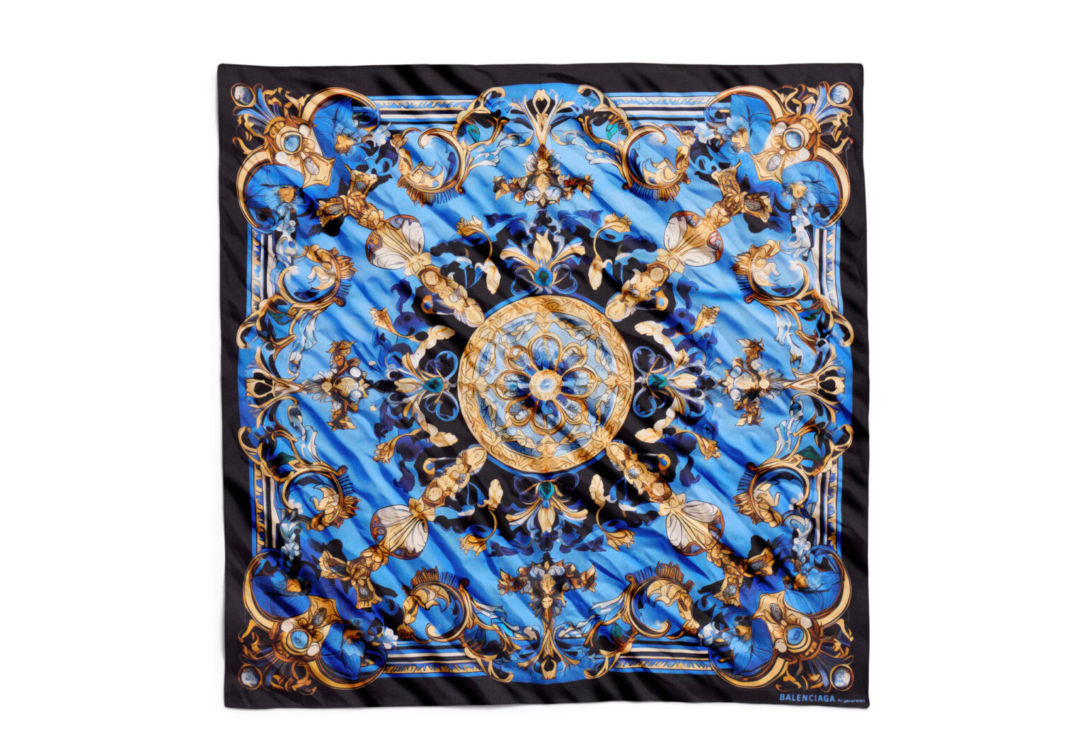 Balenciaga launches a £220 AI generated silk scarf in its Winter 25 range, sparking debate after earlier controversy over a £775 plastic style tote bag.
